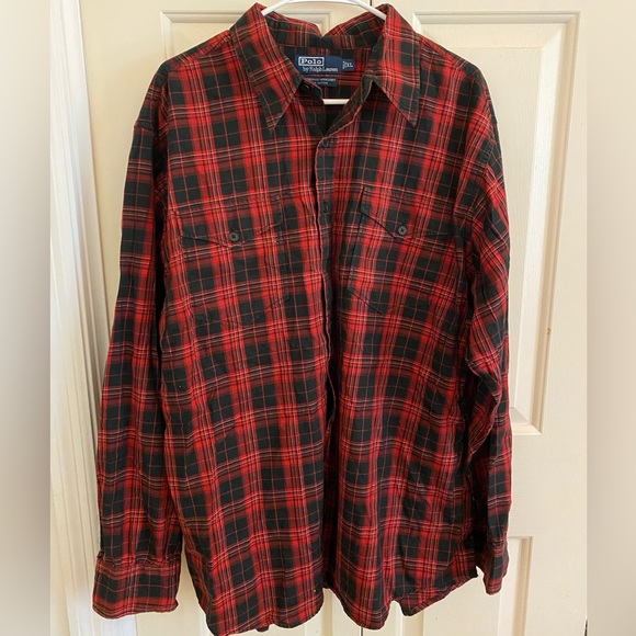 Red plaid polo by Ralph Lauren MENS XL - Picture 1 of 3
